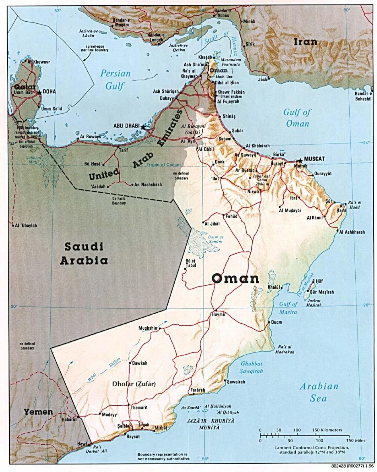 Oman kort með borgir