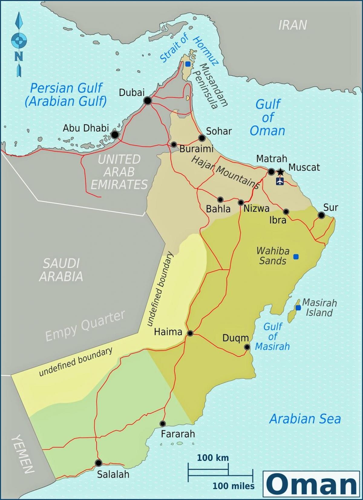 kort af staðar Oman